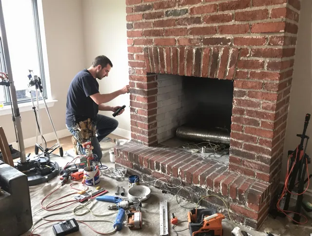 Highland Chimney Sweep specialist finalizing chimney liner service in Highland, CA