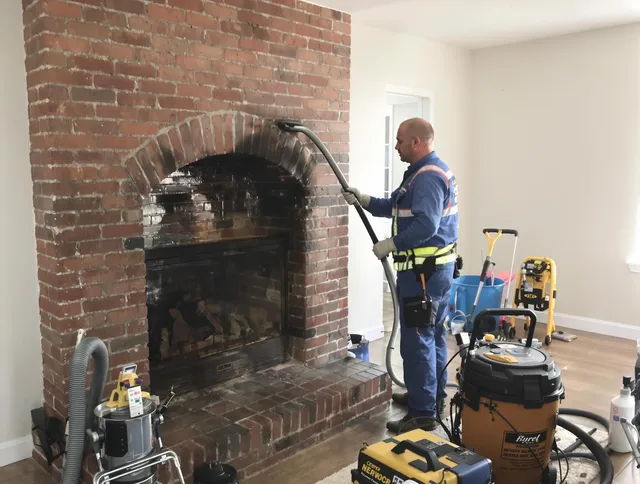 Highland Chimney Sweep expert performing detailed chimney sweep in Highland, CA
