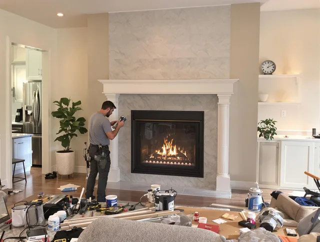 Newly installed fireplace by Highland Chimney Sweep in Highland, CA